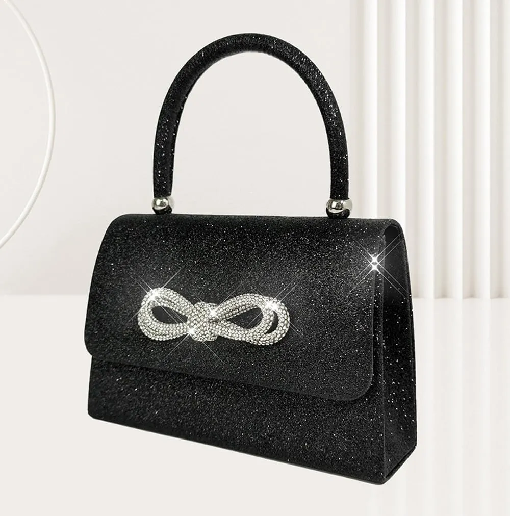Womens Evening Bag Sparkly Bow Clutch Purse Wedding Party Purses Glitter Rhinestone Cocktail Prom Handbags