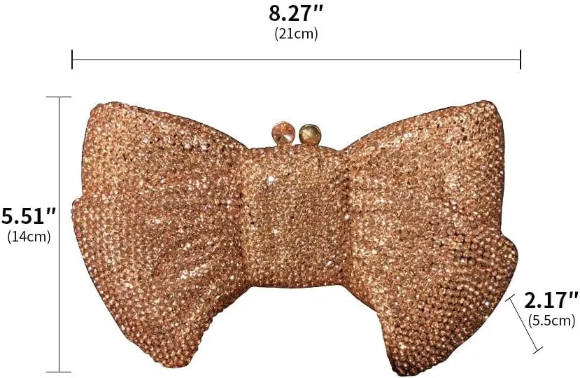 Women's Evening Handbags Luxury Purses and Handbags Rhinestone Wedding Clutch Purses for Women Diamond Purse Bow Champagne