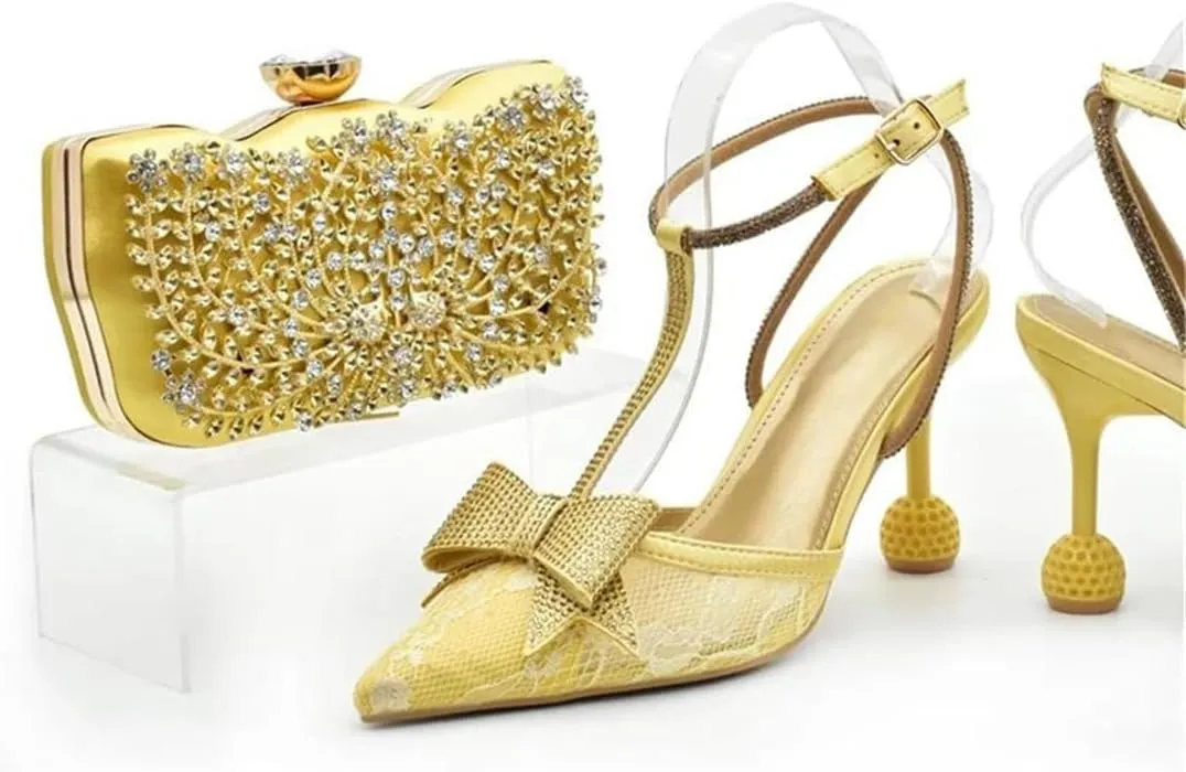 Women's Fashion Party Shoes and Bags Set Wedding Party High Heels with Ankle Strap