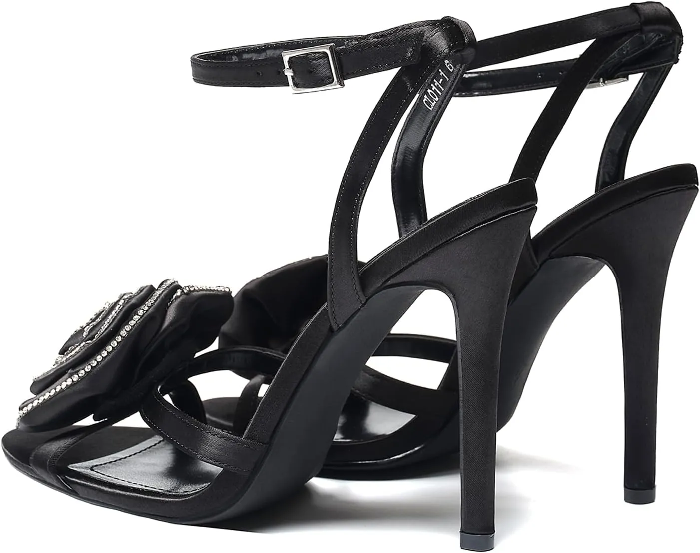 Women's Floral Rose & Rhinestone Ankle Strap 4.3IN Stiletto Heel Sandals Open Toe Wedding Party Nightclub Shoes