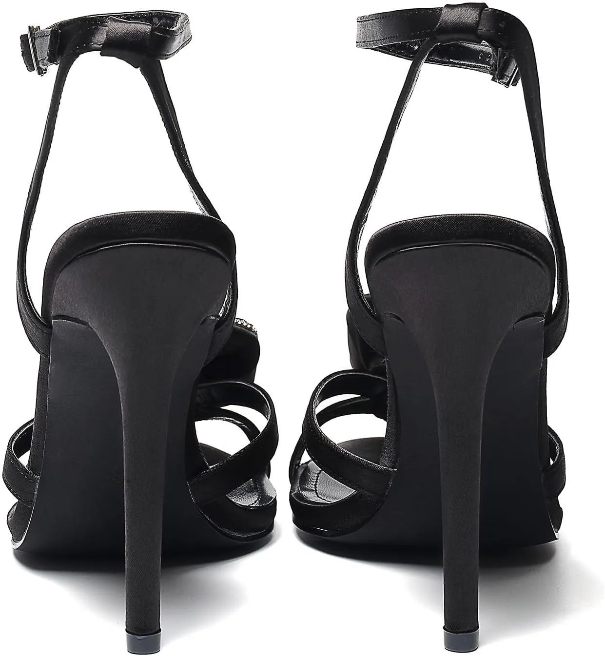 Women's Floral Rose & Rhinestone Ankle Strap 4.3IN Stiletto Heel Sandals Open Toe Wedding Party Nightclub Shoes