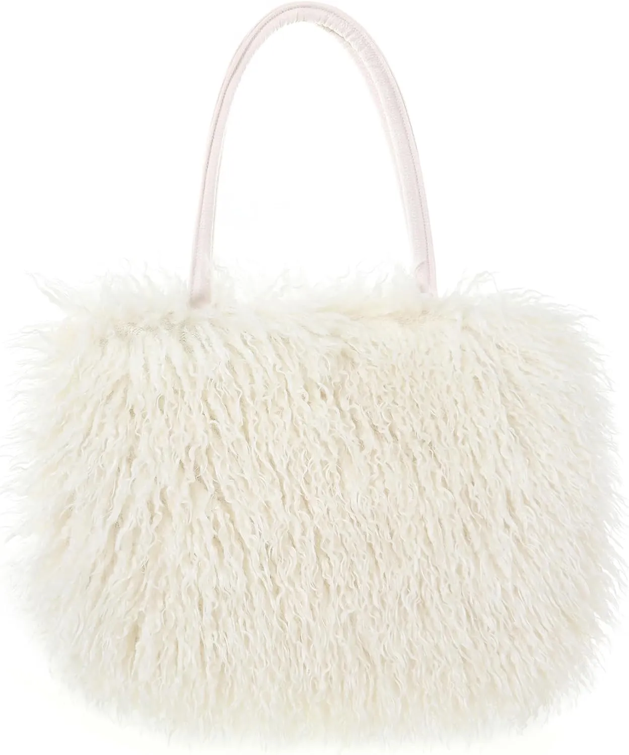 Women's Fluffy Tote Bag Curly Handbag Fuzzy Shoulder Bag Large Top Handle Purses Winter