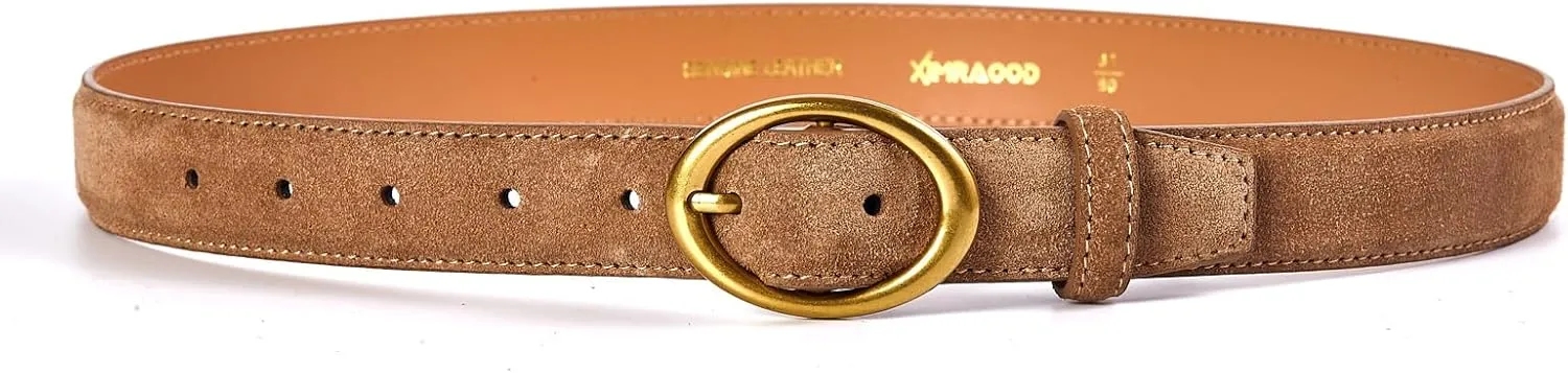 Women's Genuine Leather Suede Belts Elegant Jeans Belt 1.1"" Wide