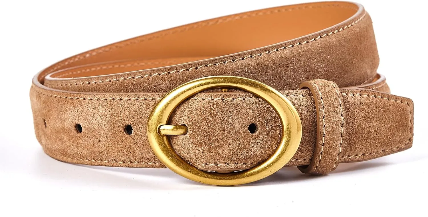 Women's Genuine Leather Suede Belts Elegant Jeans Belt 1.1"" Wide