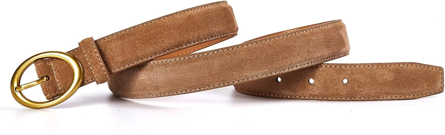 Women's Genuine Leather Suede Belts Elegant Jeans Belt 1.1"" Wide