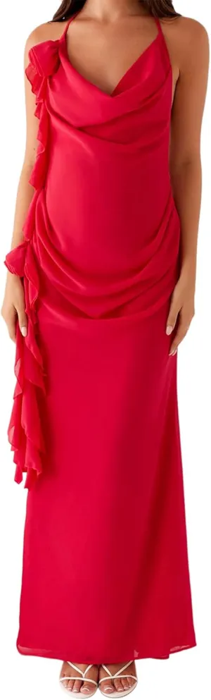 Women's Halter Bodycon Dress Cowl Neck Tie Backless Maxi Dresses Y2k Formal Cocktail Going Out Beachwear