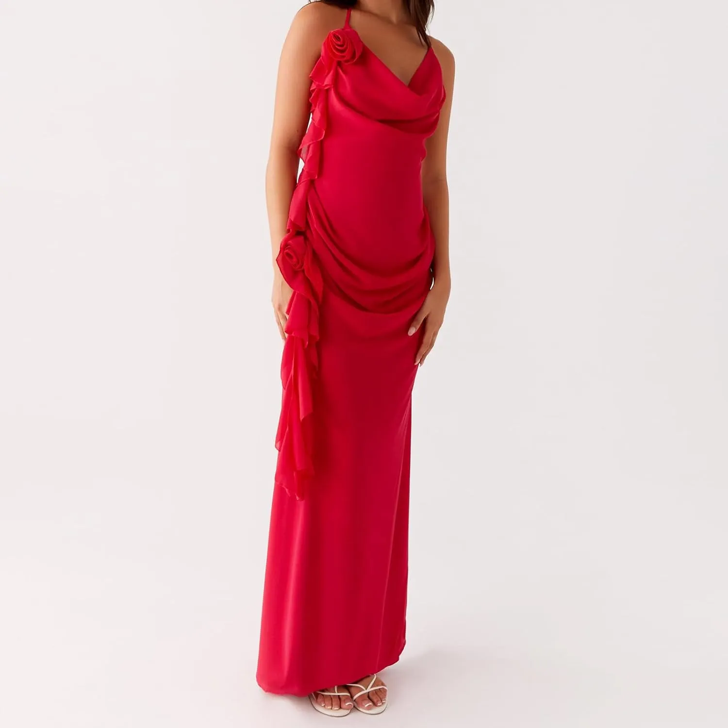 Women's Halter Bodycon Dress Cowl Neck Tie Backless Maxi Dresses Y2k Formal Cocktail Going Out Beachwear