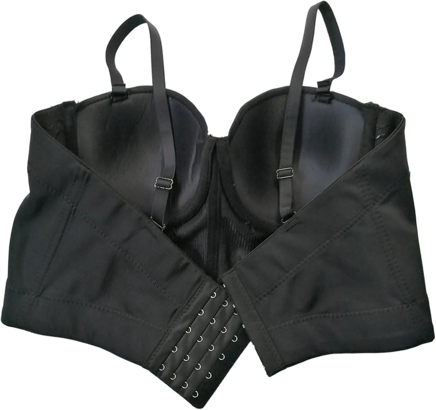 Women's Handmade Rhinestone Diamond Push up Bustier Crop Top Punk Corset Bra Vest With Detachable Strap