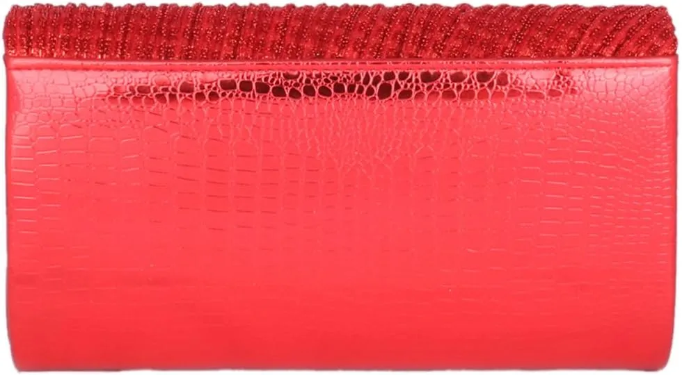 Women's Irregular Rhinestones Adorn Bling Evening Bag,Red