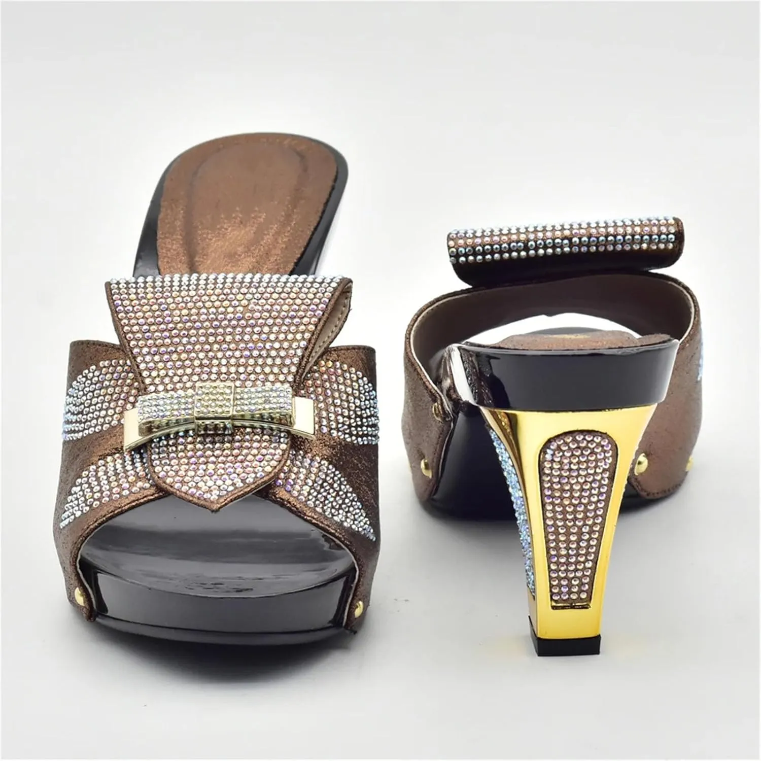 Womens Italian Rhinestone Shoes with Matching Bag Sets African Shoe and Bag Set for Party Wedding