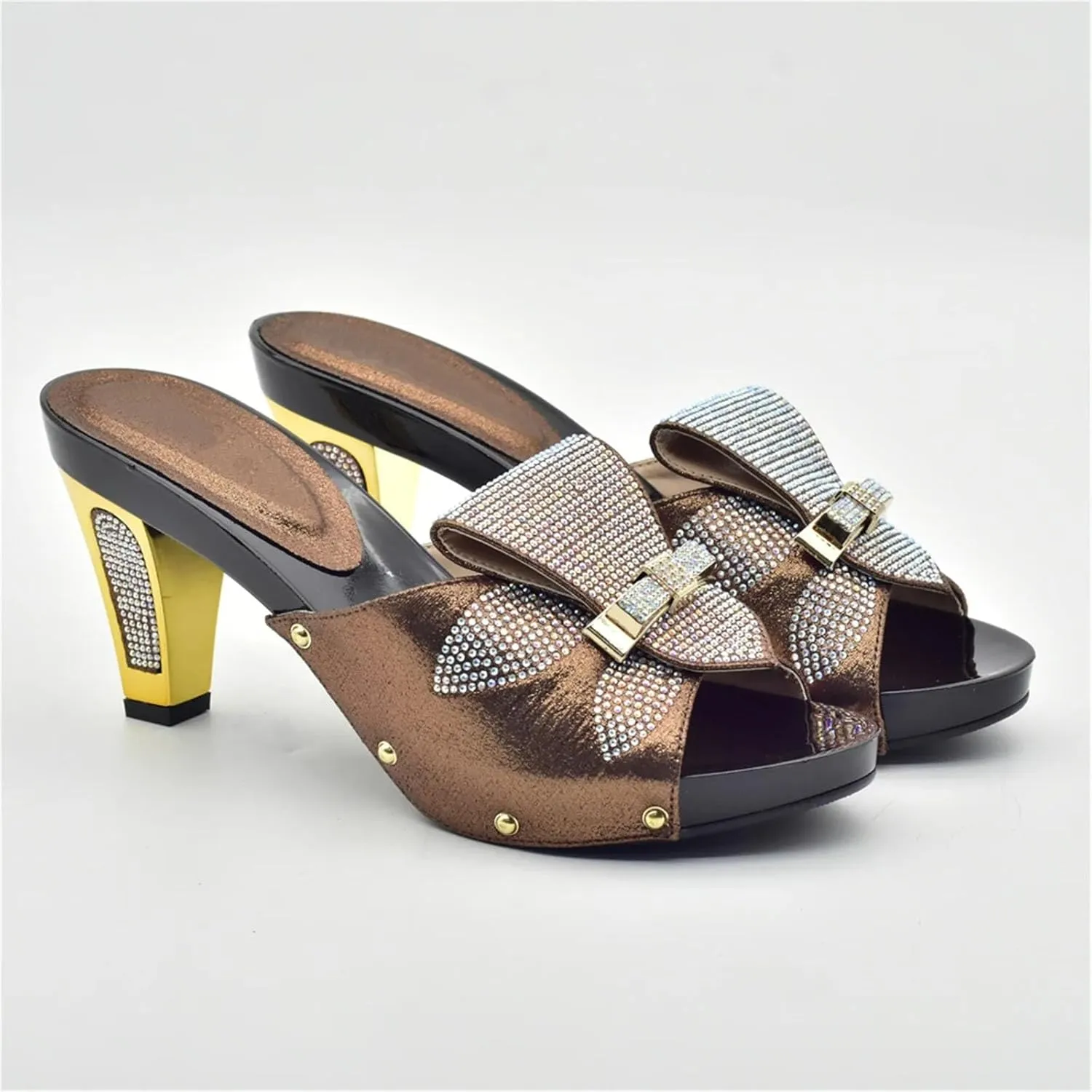 Womens Italian Rhinestone Shoes with Matching Bag Sets African Shoe and Bag Set for Party Wedding