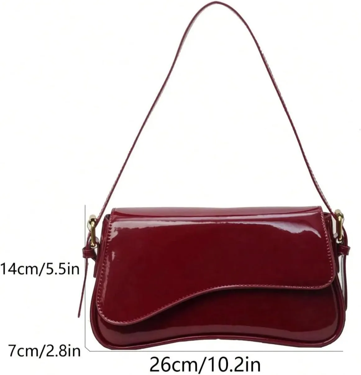 Women's Minimalist Patent Leather Shoulder Bag Trendy Handbag Elegant Purses