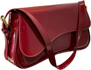 Women's Minimalist Patent Leather Shoulder Bag Trendy Handbag Elegant Purses