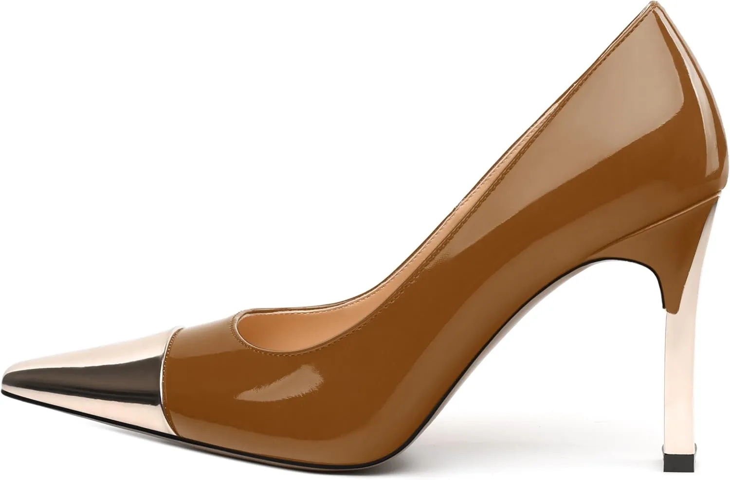 Women's Pumps, Two Toned Patchwork Square Closed Toe High Heels, Fashion Slip On Daily Dressy Shoes for Women