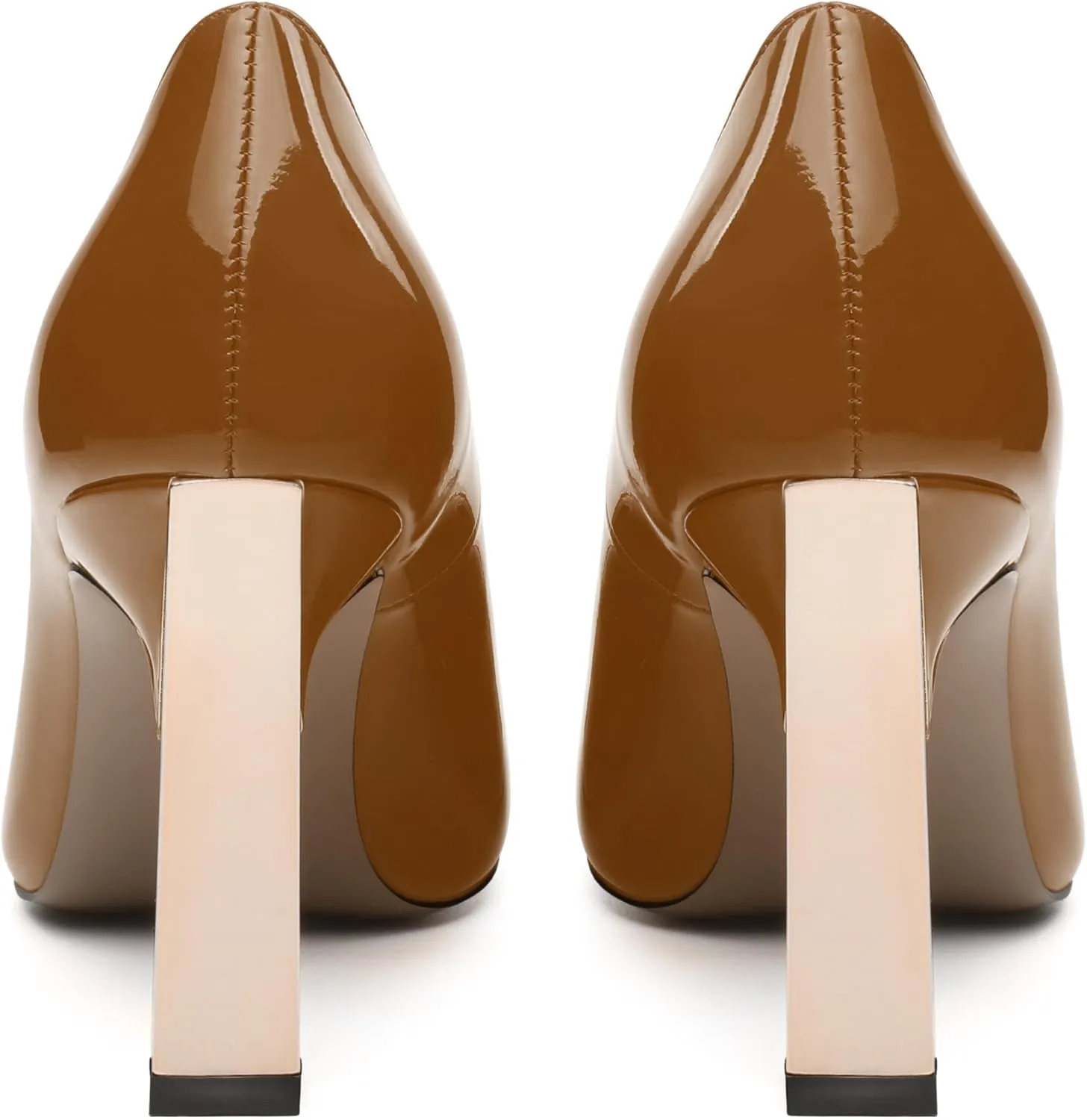 Women's Pumps, Two Toned Patchwork Square Closed Toe High Heels, Fashion Slip On Daily Dressy Shoes for Women