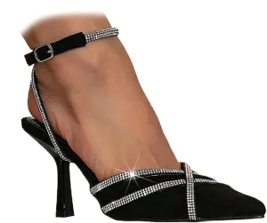 Women's Rhinestone Pointed Closed Toe Stiletto Sandals Sexy Ankle Strappy High Heel Slingback Wedding Bride Party Dress Pumps