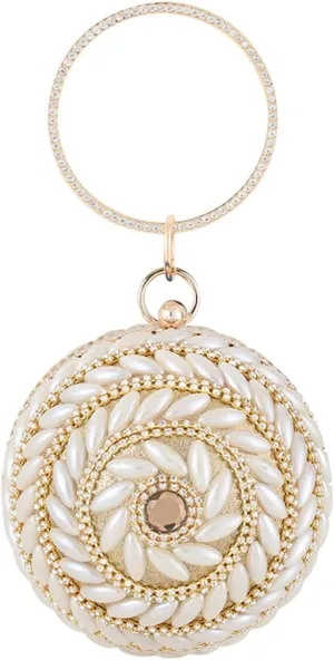 Women’s Round Ball Evening Bag Rhinestones Purse Beaded Pearl Clutch Bag