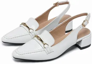 Women's Slingback Low Block Heels Closed Toe Dress Pumps Shoes for Wedding Office Evening Party