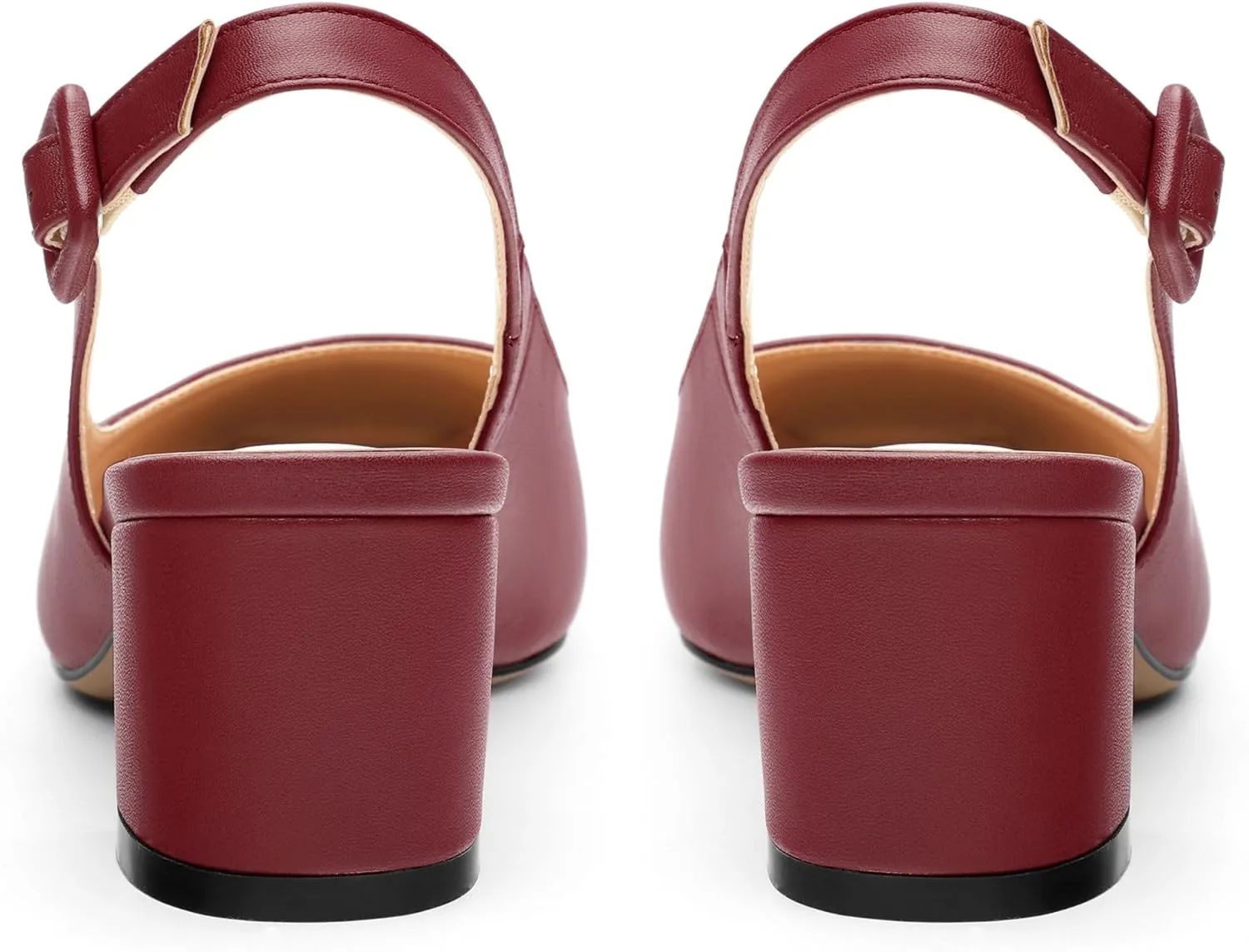 Women's Slingback Low Chunky Heels Square Toe Block Heels for Women Closed Toe Comfortable Casual Wedding Work Pumps 2 Inch