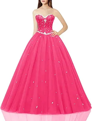 Women's Sweetheart Ball Gown Tulle Quinceanera Dresses Prom Dress