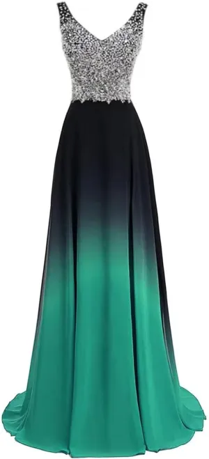 Women's Top Gradient Evening Prom A Line Gowns