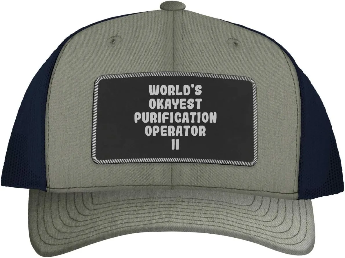 World's Okayest Purification Operator Ii - Leather Black Patch Engraved Trucker Hat
