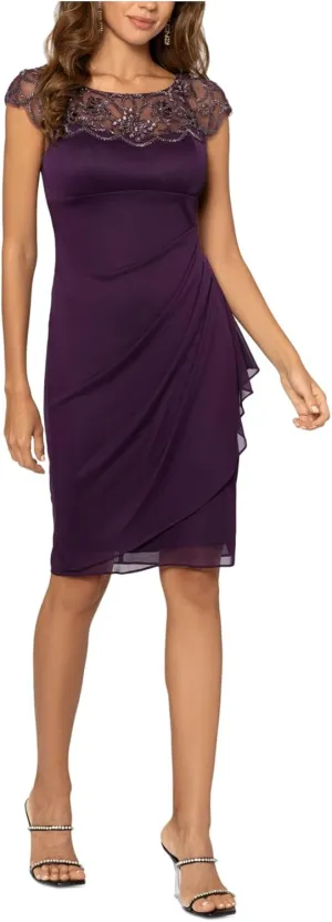 Xscape Womens Beaded Cocktail and Party Dress