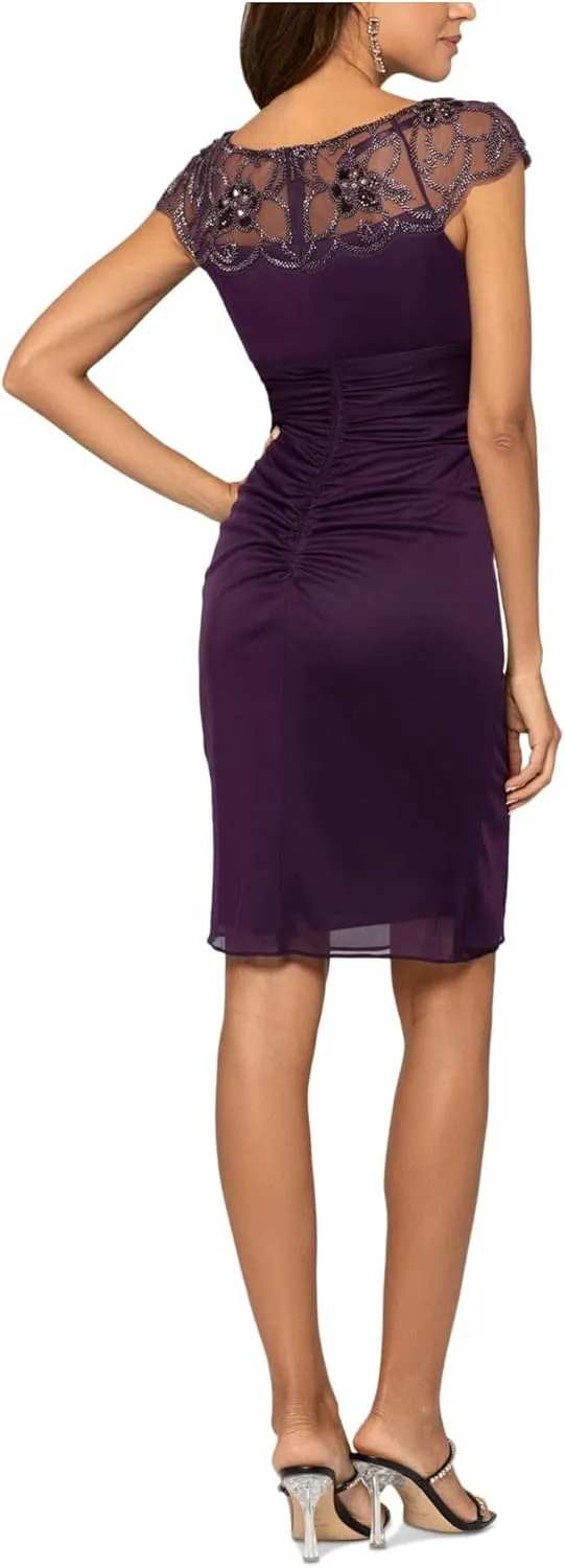 Xscape Womens Beaded Cocktail and Party Dress