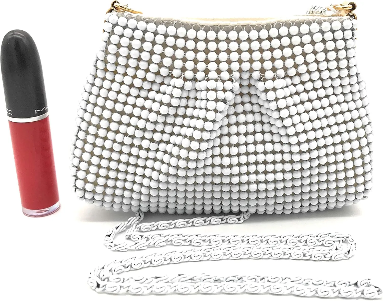 XXX-Small Women Clutch Metal Beaded Mesh Evening Purse