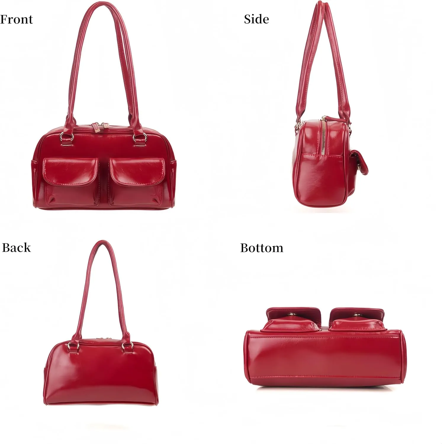 Y2K Shoulder Purses for Women Trendy - PU Leather Retro Boston Handbag, Lightweight and Versatile for Work and Travel