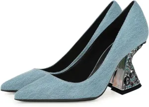 YDN Women's Sexy Pointed Toe Pumps Special Rhinestone High Heels Slip On Prom Party Dress Wedding Shoes Size 4-16 US