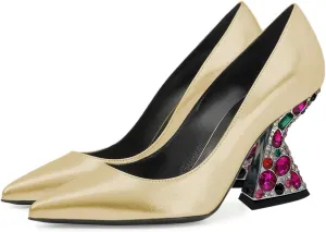 YDN Women's Sexy Pointed Toe Pumps Special Rhinestone High Heels Slip On Prom Party Dress Wedding Shoes Size 4-16 US