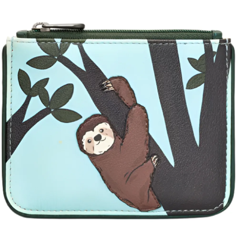 Yoshi Sloth Green Leather Zip Top Purse