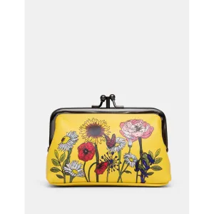 Yoshi Wildflowers Leather Triple Frame Purse