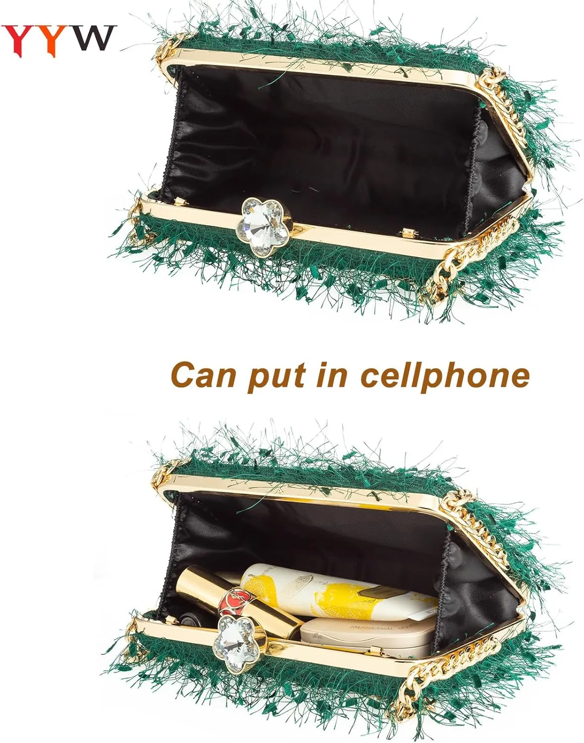 YYW Clutch Purse for Women Cute Handbags Top Handle Evening Bag Crossbody Bag Shoulder Bag for Wedding Party Prom Banquet