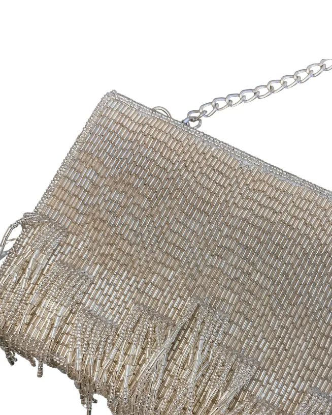Zhuu Silver Beaded Box Handbag