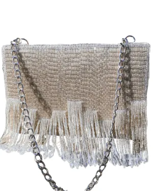 Zhuu Silver Beaded Box Handbag
