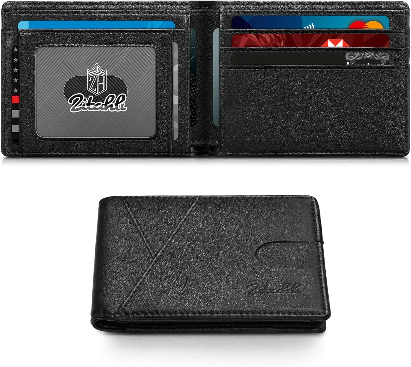 Zitahli Men's Slim RFID Blocking Leather Wallet - Premium Bifold Front Pocket Wallet with Gift Box,Leather Card Holder for Everyday Carry