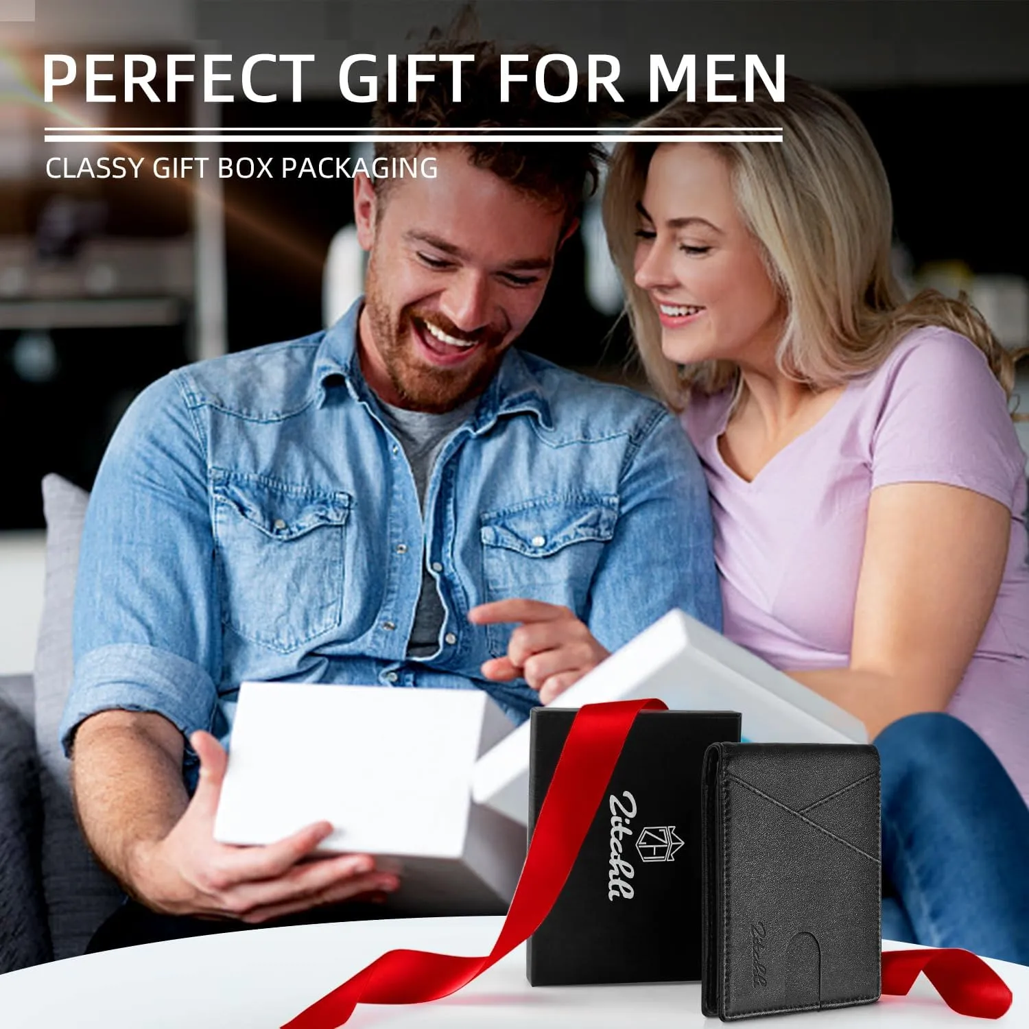 Zitahli Men's Slim RFID Blocking Leather Wallet - Premium Bifold Front Pocket Wallet with Gift Box,Leather Card Holder for Everyday Carry
