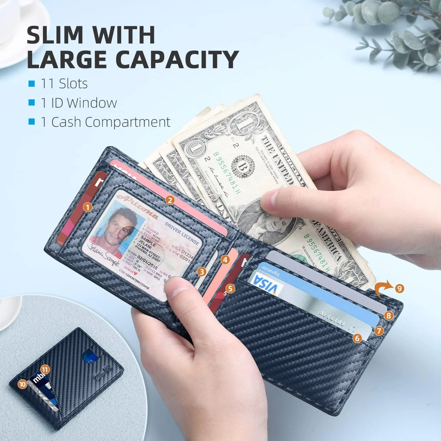 Zitahli Men's Slim RFID Blocking Leather Wallet - Premium Bifold Front Pocket Wallet with Gift Box,Leather Card Holder for Everyday Carry