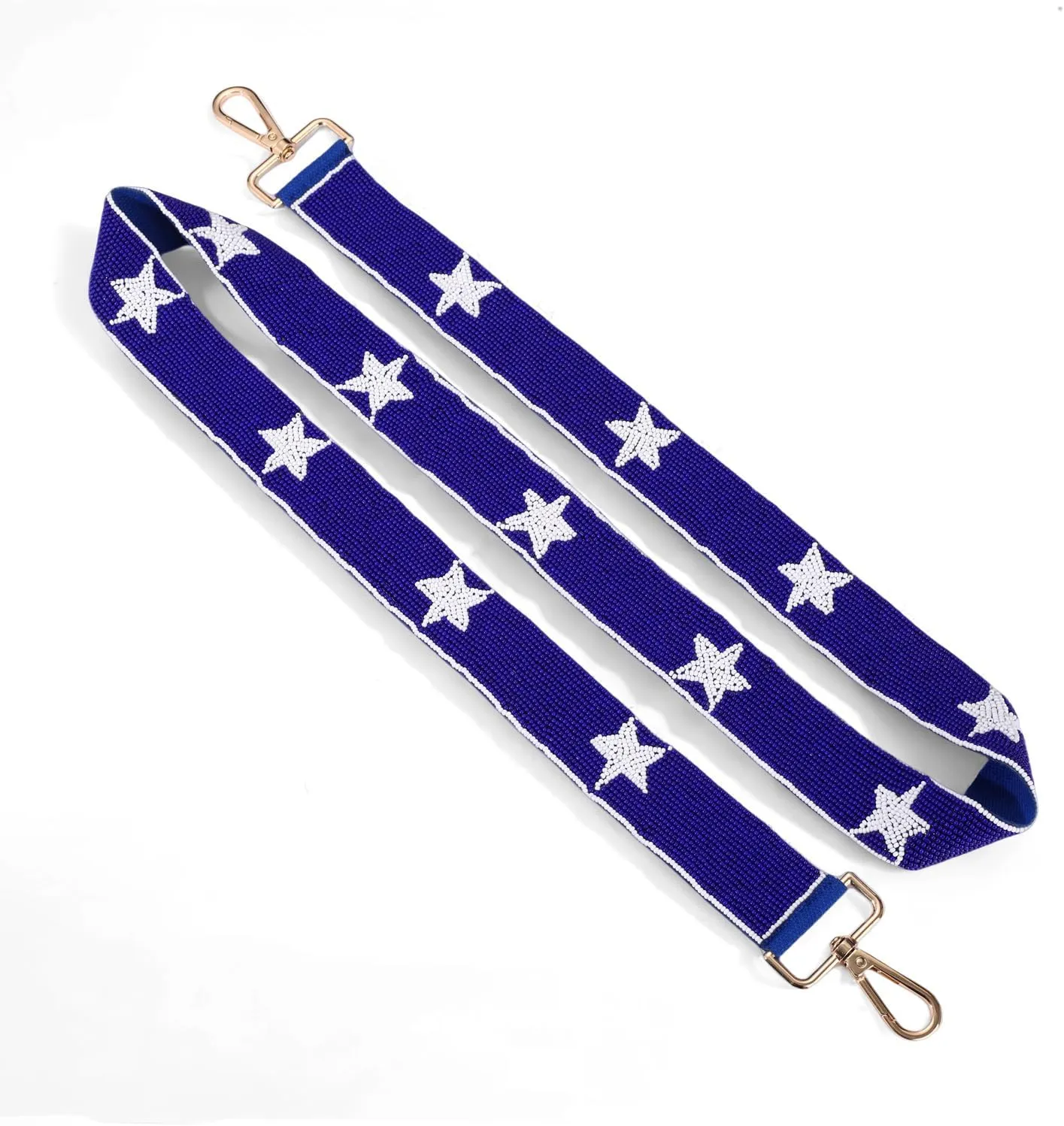 ZOLEAROPY Game Day Beaded Purse Strap Stadium Football University College Star Bag Strap Accessory Game Day Clear Crossbody