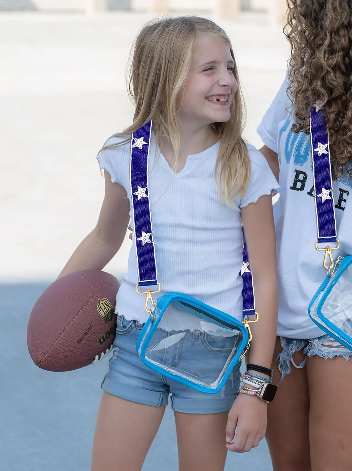 ZOLEAROPY Game Day Beaded Purse Strap Stadium Football University College Star Bag Strap Accessory Game Day Clear Crossbody